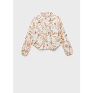Mango Floral-Print Cotton Blouse - 2 - Ecru
